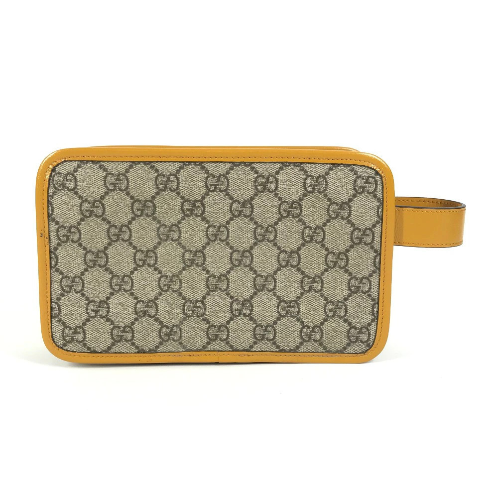 Gucci Logo Bag Canvas Leather Clutch Shoulder Supreme GG Beige